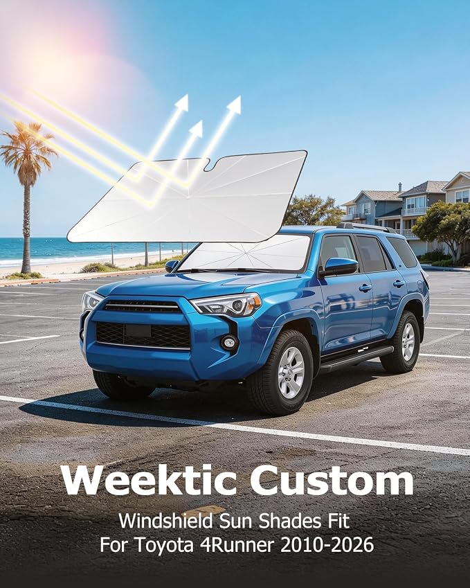 Weektic Custom Windshield Sun Shade Umbrella for Toyota 4Runner 2010-2026, [Double Thickened Ice Crystal Coating] Sun & Heat Protection, Keep Vehicle Cool & Protect Interior
