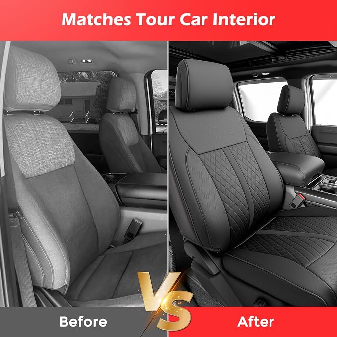 TAPTES Car Front Seat Covers Custom Fit for Ford F150 2015-2026, Only Front Row Set Leather Waterproof Protector Trucks Pickup Seat Cushion for F-150 SuperCrew XL XLT Interior Accessories