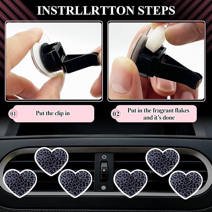 24 Pcs Leopard Print Car Accessories,Including License Plate Frame,Rearview Mirror Decoration,Etc,Suitable for Sedan,SUV and Other,Cute Car Interior Set for Women (Black)