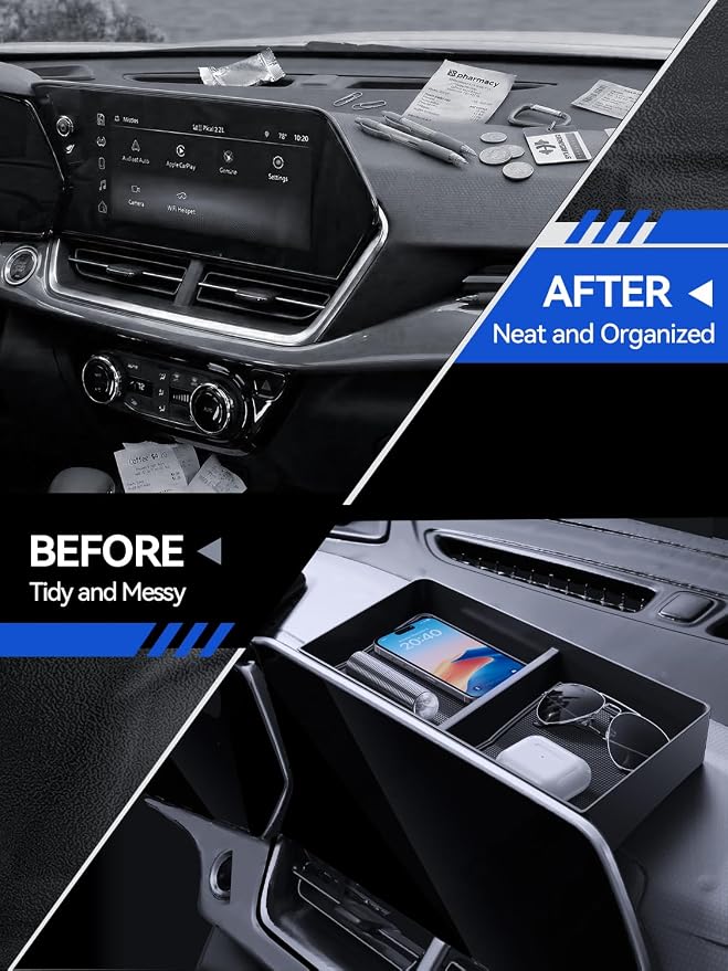 for Trax Dashboard Console Organizer 2024 2025 2026 Chevy Trax LT/2RS/ACTIV Accessories Behind Screen Organizer Storage Box Console Dash Tray
