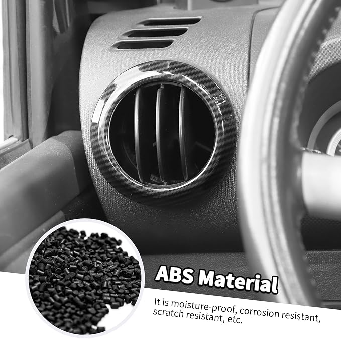Jimen Fit for Jeep Wrangler JK JKU 2007-2010, 14PCS Interior Kits - Instrument Panel Dashboard Cover, AC Vent Ring, Passenger Grab Handle Trim, A Pillar Speaker Cover (Carbon Fiber)