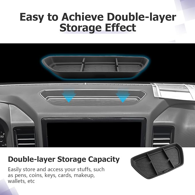 LUWU for 2024 Frontier Dashboard Storage Tray 2022 2023 2024 Frontier S/SV/Pro-X/Pro-4X/SL Behind Screen Organizer Center Console Display Box Dash Tray Frontier 2024(NOF for 2025 Model)