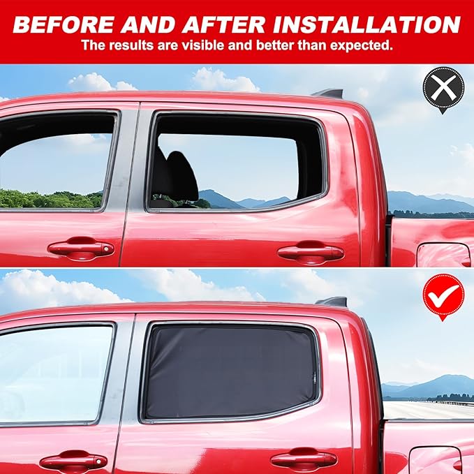 Rear Side Window Shades for Toyota Tacoma 2016-2022 Breathable Mesh Net Curtains Car Window Screen Cover UV Blocker Sun Protector Glare HeatShield Privacy Protector Window Sunshade for Camping