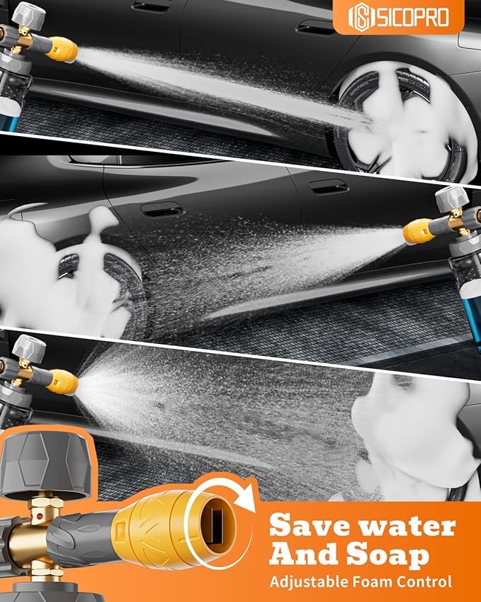 Foam Cannon for Pressure Washer, Car Wash Foam Gun Kit, Tool Daily Foam Cannon with 1/4 Inch Quick Connector, Soap Cannon for Pressure Washer, Car Foam Sprayer