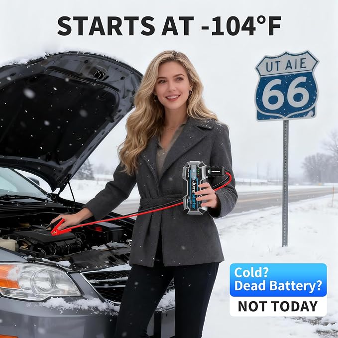 Car Battery Jump Starter 2000A with USB C 100W Fast Charge IP67 Waterproof Battery Jumper Starter Portable for Car Emergency Magnetic Hook Led Lights Outdoor Camping Traveler Boat SUV Truck