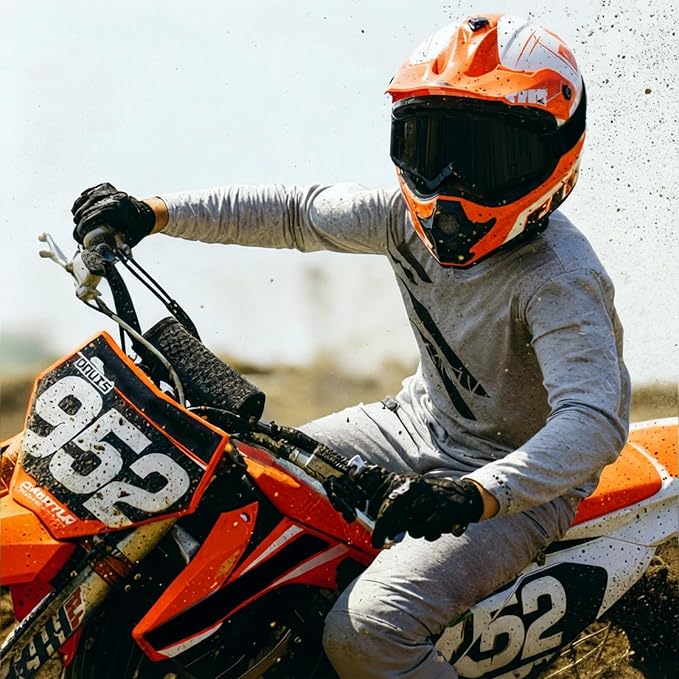 Youth Dirt Bike Helmet DOT Approved, Kids Motocross Full Face Helmet with Adjustable Goggles Riding Gloves & Storage Bag, Off-Road Sport Gear Set for Boys Girls ATV UTV