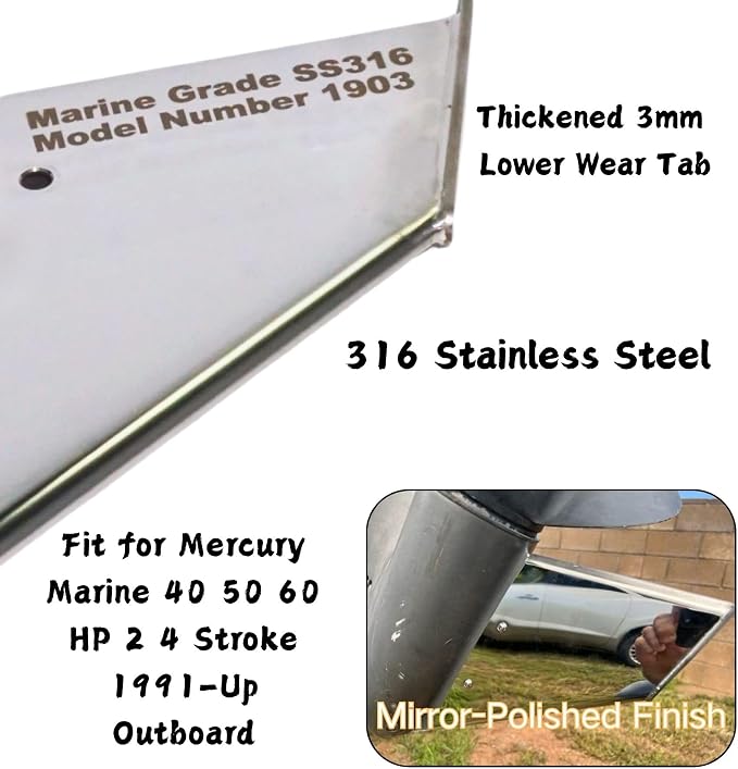 27341 Outboard Skeg Protector Guard for Mercury 40 50 60 HP Motor | SeaSierra-5003 Lower Unit Skeg Cover, Damage Repair, Marine Grade 316 Stainless