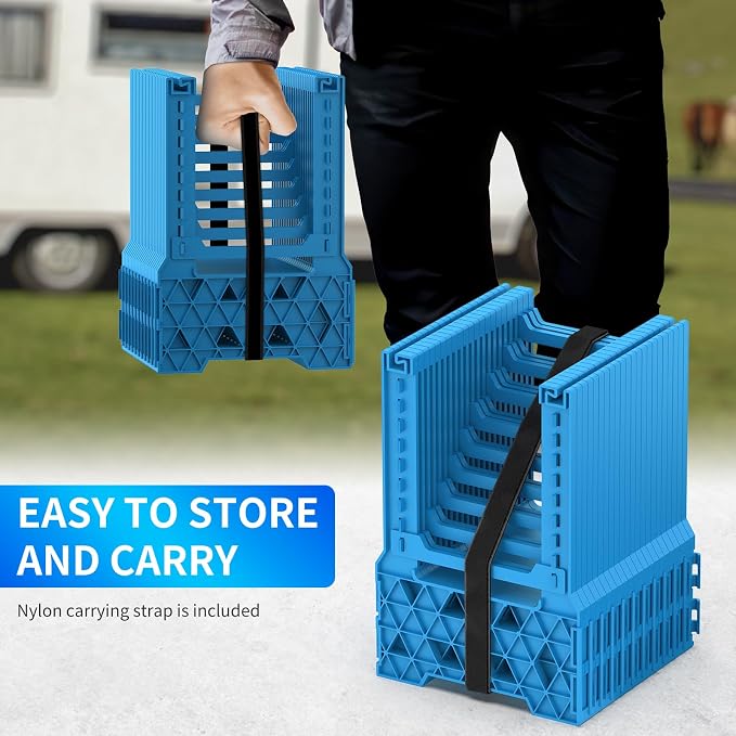 BEBOBLY RV Sewer Hose Support 10FT with Secure Rubber Band & Carry Strap, RV Sewer Hose Holder Adjust Height for Travel Trailers, RV, Campers | Avoiding Obstacles & Deep Cradles, Quick Setup/Collapse