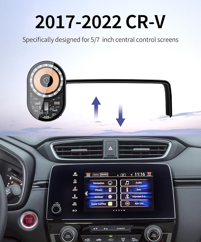 Wireless Charging car Phone Holder for Honda CR-V 2017-2022/CRV Hybrid 2020-2022 Accessories 5/7 inch Screen Fixed Clip,360° Rotation car Phone Mount Compatible with MagSafe