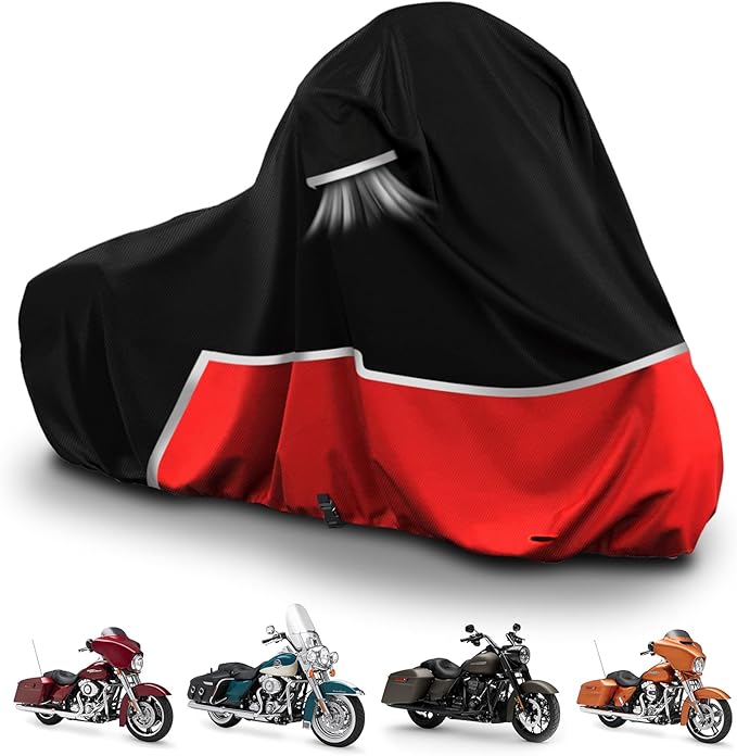 Harley Davidson Touring Motorcycle Cover - 420D Oxford Cloth, Waterproof for Snow, Rain & Dust Protection, Fits Electra Glide, Road King, Street Glide & CVO Models