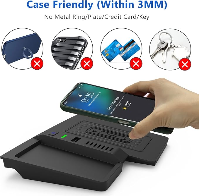 CarQiWireless Wireless Charger for Subaru Crosstrek Accessories 2018-2023, for Impreza Accessories 2017-2023,Wireless Charging Pad Center Console Organizer for Crosstrek 2023 2022 2021 2020 2019