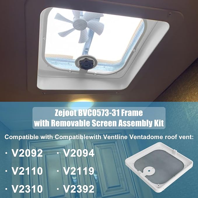 Roof Vent Frame Screen Replacement BVC0573-31 13.5"X13.5" Compatible with Ventadome Roof Vent V2092,V2094, V2110,V2119,V2310,V2392, Birch White