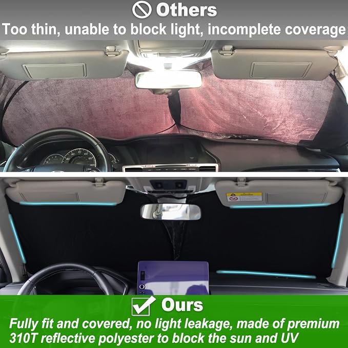 PIMCAR Compatible with 2023-2026 Honda CRV Windshield Sun Shade & 3PCS Center Console Organizer Hidden Storage Armrest Box Insert Tray Hybride CR-V Accessories