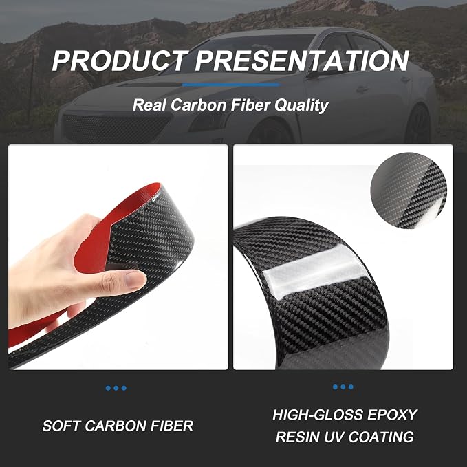 Real Carbon Fiber Dashboard Panel Trim Inner Door Panel Trim Compatible with Cadillac CTS 2014-2019, Interior Decor Sticker Accessories