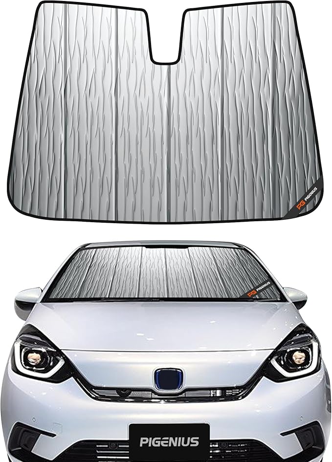 Pigenius Windshield Sunshade for Honda Fit 2009-2013 (Gen 2 / GE8) Hatchback, Reversible Silver/Black