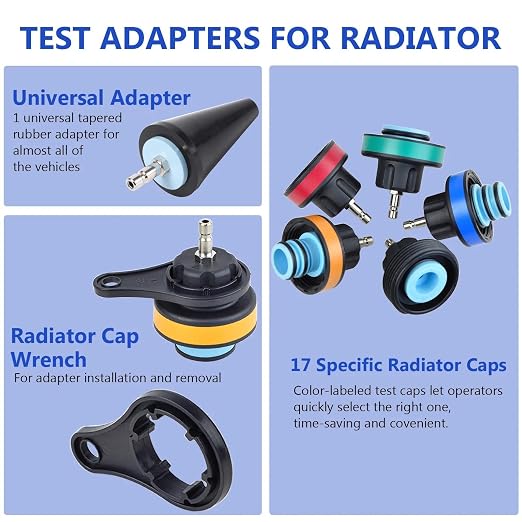 Radiator Pressure Tester Kit, Coolant Pressure Tester & Vacuum Refill Kit, 28Pcs Universal Cooling System Vacuum Fill Tool & Leak Tester for Car Truck SUV Motorcycle