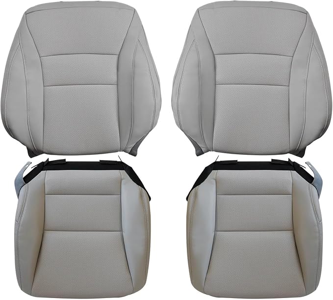 FZJDSD Gray Driver & Passenger Side Bottom & Top Lean Back Perforated Microfiber Leather Replacement Seat Covers Compatible with Honda Accord 2013 2014 2015 2016 2017