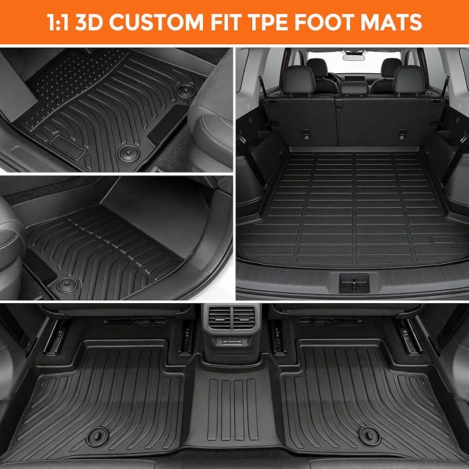 Floor Mats for Kia Sportage 2017-2022 (Only for Gas), Custom Fit Heavy Duty TPE All Weather Protection, Waterproof Non-Slip Black Car Liners for Front & Rear (Two-Row Floor Mats & Cargo Liner)