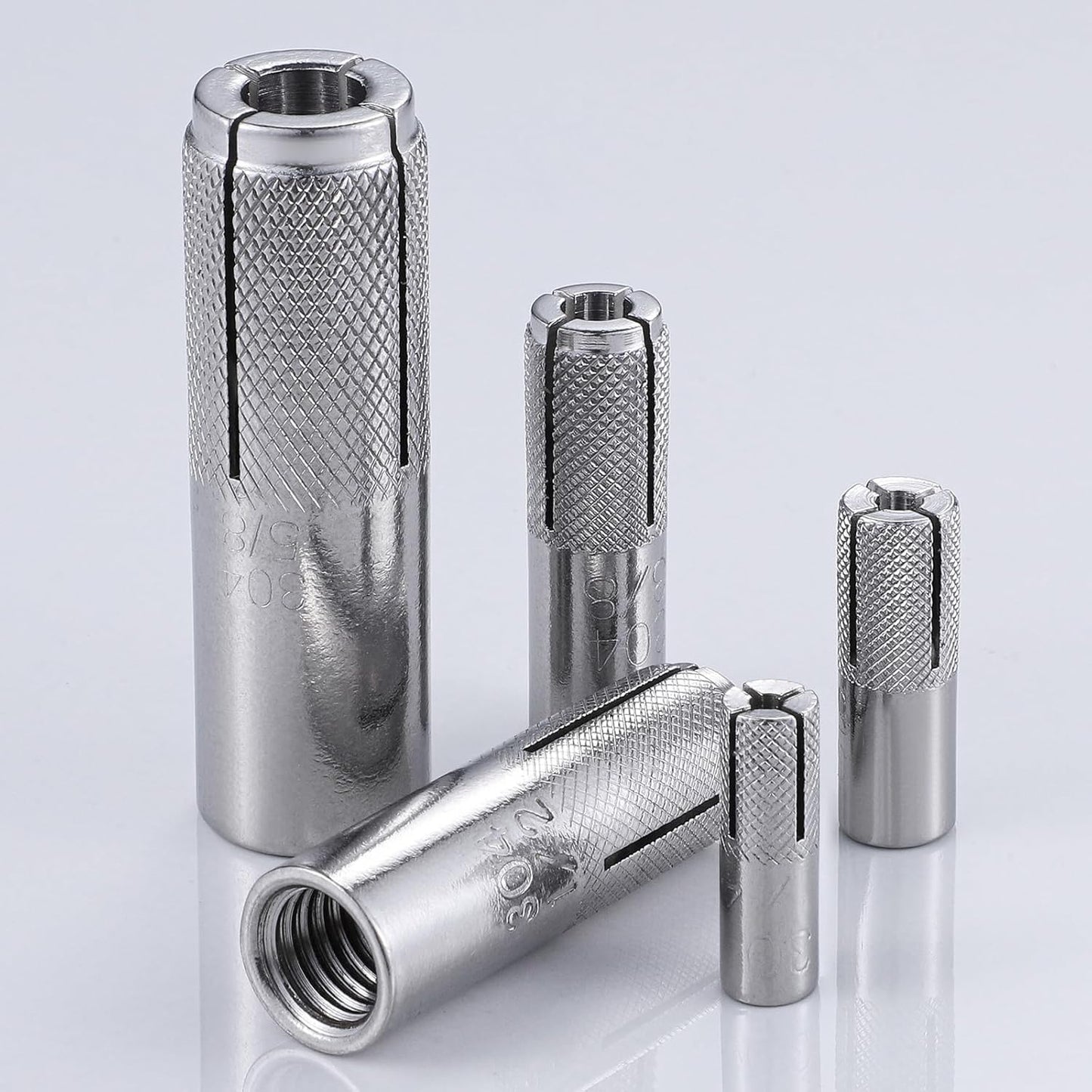 Wensilon(20 pcs) 1/2"-13 Premium Stainless Steel Drop in Anchors Assortment, Knurled Drop-in-Anchor for Solid Concrete, Internal Forced Expansion Screw Bolts