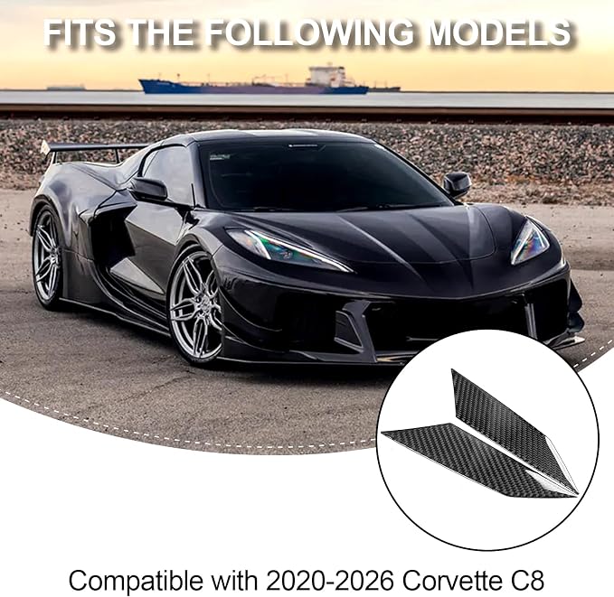 Real Carbon Fiber Tail Light Side Trim Compatible with Corvette C8 2020-2026, Exterior Decor Sticker Accessories