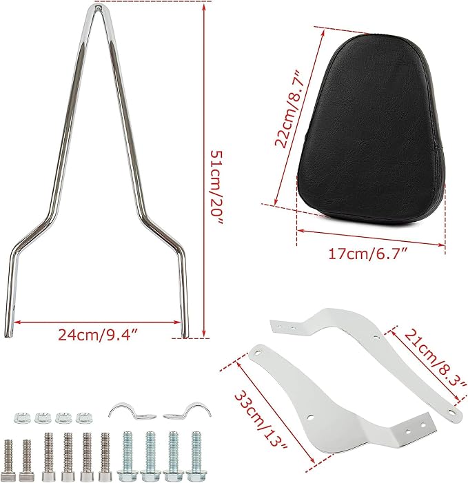 Sissy Bar for Suzuki Volusia VL400 VL800 2001-2011, Boulevard C50 M50 2005-2011, Motorcycle Backrest Pad with Luggage Rack Black