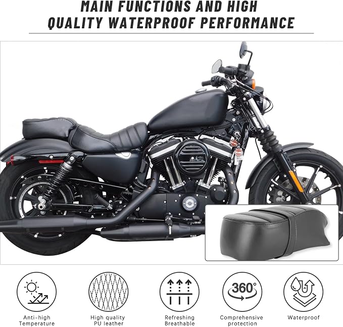 Motorcycle Passenger Pillion Seat fits for Harley Davidson 2016-2022 Sportster Iron 883 XL883N Models(Black-Passenger)