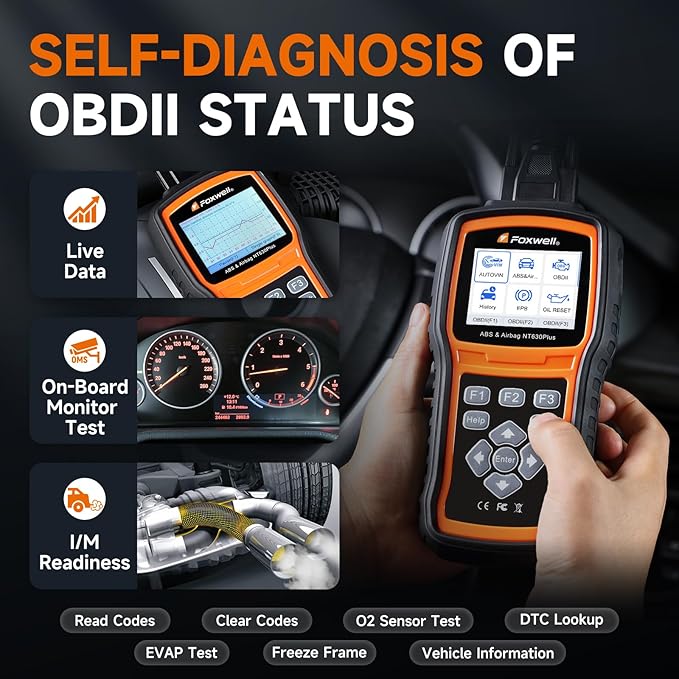 2026 FOXWELL NT630 Plus OBD2 Scanner with ABS and SRS, ABS Code Reader Auto Bleed Scan Tool Brake SRS Scanner, Car Scanner Diagnostic Tool Bidirectional Live Data with SAS Oil Check Engine Light Reset