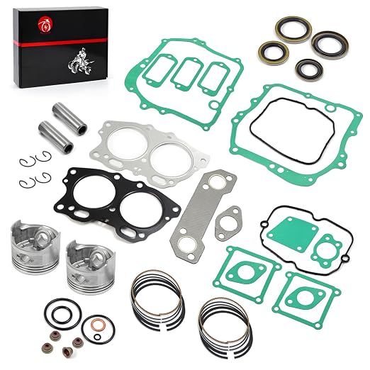 Piston & Ring Gasket Seal Top End Rebuild Kit STD Compatible with EZGO 4 Cycle Gas Golf Cart 350cc EH35C MCI Fuji Robin Engine 1996-2008