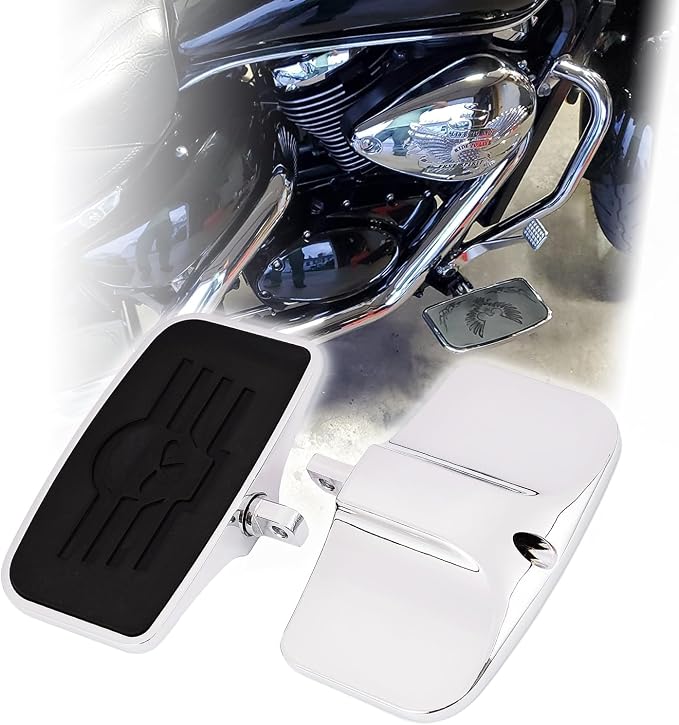 Kinglemc Rear Passenger Footpeg Passenger Peg Floorboard for Harley Dyna Electra Glide Road Electra RoadKing Fatboy Sportster 883 1200 Sportsters Dynas Softails V-Rod (Skull 7.9 * 4.5", Silver)