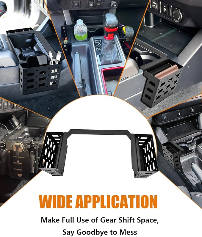 Center Console Gear Shift Organizer for Tacoma 2016-2023 Automatic Only | Aluminum Alloy, Gear Shifter Side Storage Tray