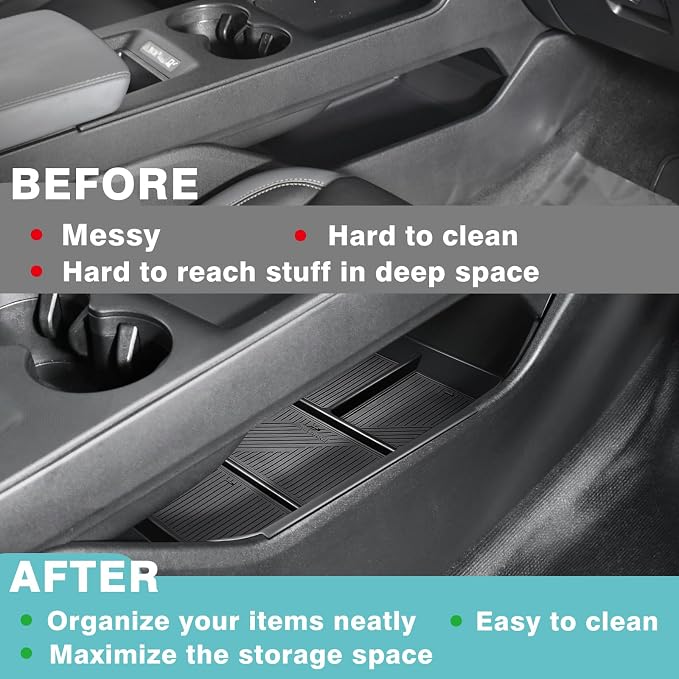 BestEvMod Lower Center Console Organizer Compatible with Honda Prologue 2026 2025 2024 Interior Accessories Floor Console Tray Storage ABS Material with PVC Trim