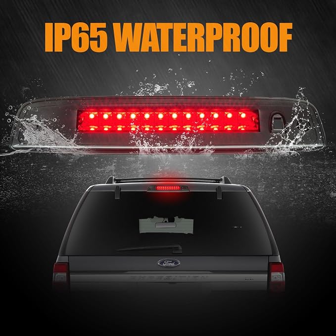 Third 3rd Brake Light LED for 2003-2016 Ford Expedition, High Mount Rear Brake Lights Assembly for 03-16 Lincoln Navigator, Waterproof Center Cab Lamp Stop Light (Black)