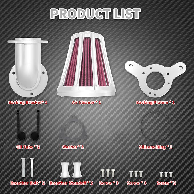Air Cleaner Filter 90° Forward-Facing Intake Kit CNC Fit for Harley Touring Softail Dyna Sportster XL (Chrome Housing Red Element, C For Touring 08-16,Softail 16-17,Trike 08-16)