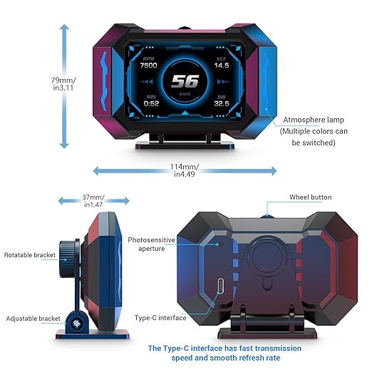 OBD2 Gauge Car HUD Head Up Display Multifunction Digital,Car Speedometer Tachometer Water Temperature Oil Temperature Volt Inclinometer Boost Gauge RPM Meter fit for Most Vehicles After 2008