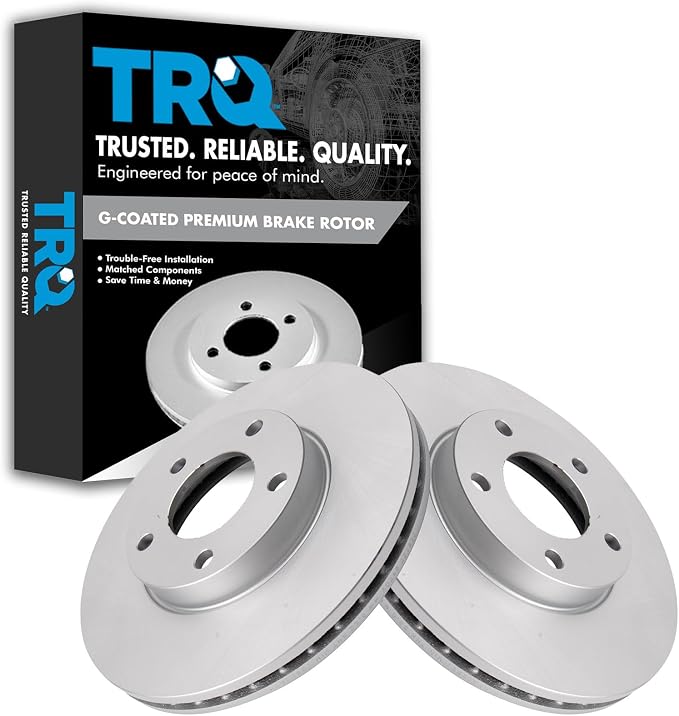 TRQ Front Brake Rotor Set G Coated Vented Compatible with 2004-2013 Mazda 3