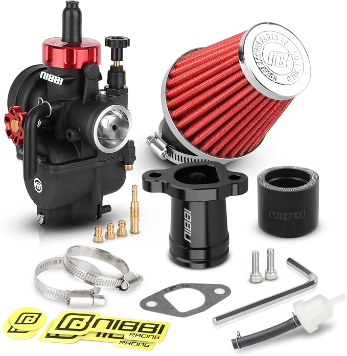 NIBBI Predator 212 Carburetor Kit,212 Predator Performance Part Intake Pipe Inlet Manifold For Mini Bike 196cc/212cc/224cc Engine GX160 GX200 with Air Filters (Black)