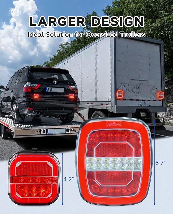 Agrieyes Halo Wireless Trailer Lights, 2 Mounting Options Magnetic Trailer Light for Towing, Portable LED Tow Lights Kit for Trucks, Boat, RV Red and White