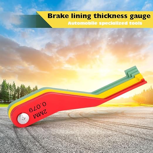 9-Piece Metal Brake Pad Gauge Set, Brake Gauge Measure Tool to Quickly Measure Brake Pad Wear, Brake Pad Thickness Gauge for Most Cars, Easy to Read Color Coded - 2mm to 12mm