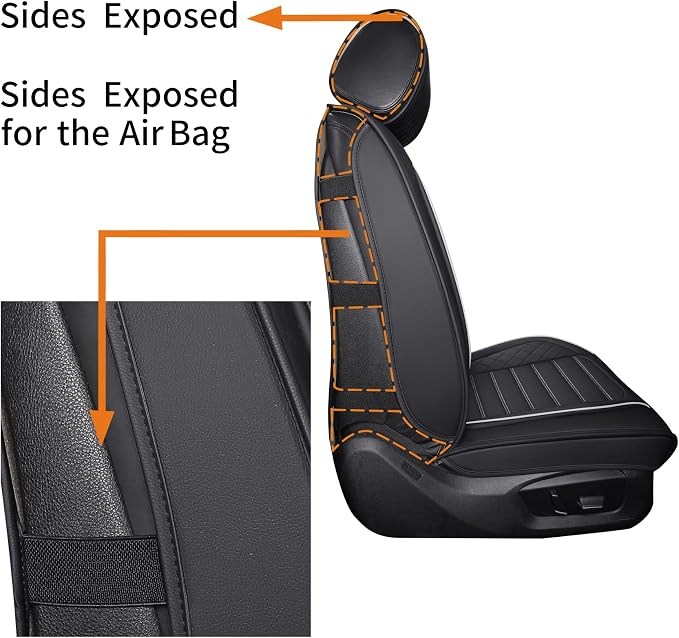 Aierxuan Leather Car Seat Covers Waterproof Universal Fit for Honda Hyundai Sonata Kona Accent Ford Fiesta Focus Buick Encore Mazda Mitsubishi with Split Bench 40/60(Full Set/Black-White A)