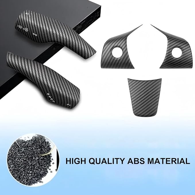 9PCS Dashboard Cover Wrap & Front Door Inner Armrest Panel Cover, Steering Lever Cover and Steering Wheel Cover for Tesla Model 3 2021-2023 & for Model y 2020-2024(Matte Carbon Fiber Printing)