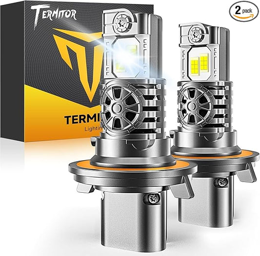 Termitor Latest H13/9008 Light Bulbs, 50,000LM Brightness High/Low Beam, 75000+ Hours Long Service Life, 6500K Cool White, Real 1:1 Halogen Size Exterior Fog Light Bulbs, 3 Mins Plug N Play, Pack of 2