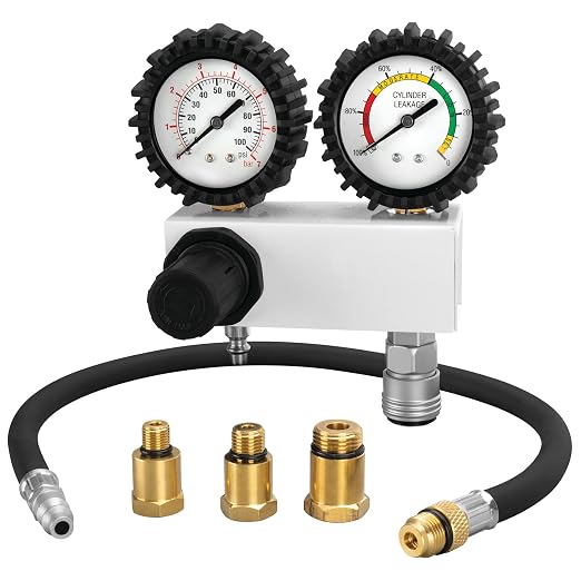 Performance Tool W89749 Cylinder Leak Down Tester Kit - Accurate Diagnosis for Engine Health, Includes Dual Gauges and Quick-Connect Fittings