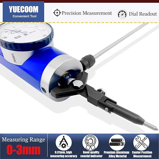 Coaxial Indicator, Dial Indicator Coaxial Centering Indicator, 0.01mm Milling Machine Alignment Dial Test, Lever Gauge Position Measurement Tool 0-3mm Positionering Measurement Tool