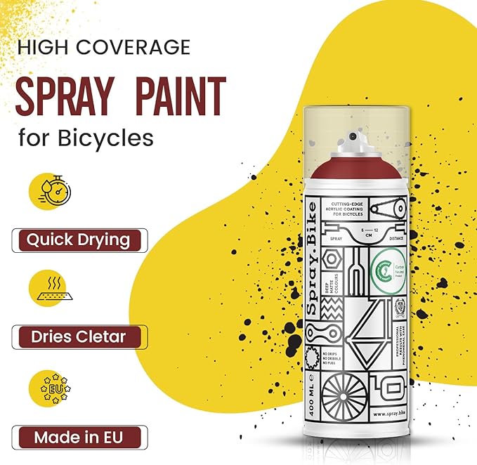 Spray.Bike Spray Paint | Designed Mainly for Bicycles | Multi-Use Acrylic Spray Paint for Metal, Plastic | High Coverage Bike Paint, 400ml, Redbridge