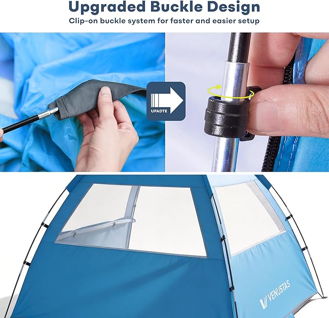 Venustas Beach Tent Sun Shelter for 3/4/6/8 Person, UPF 50+ UV Protection Beach Canopy, Lightweight and Easy Setup Cabana, Portable Shade Tent