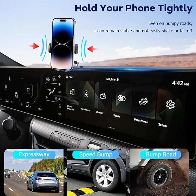 Car Phone Holder Compatible with Kia K4 2025 2026 Accessories 12.3-Inch Screen Fixed Clip, Cell Phone Mount with Dash Organizer Storage Box Hands-Free 360° Rotation