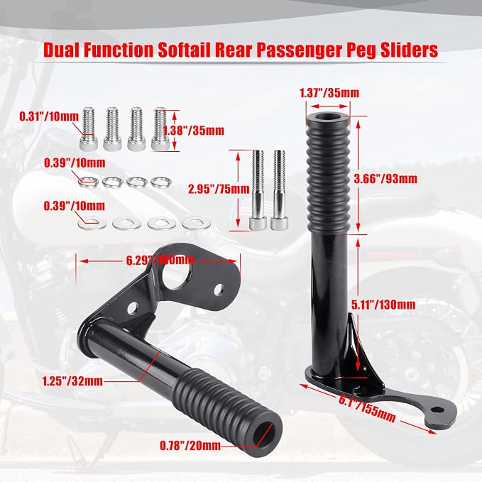Goldfire Rear Passenger Foot Pegs Crash Bar Frame Slider Motorcycle Highway Pegs Bumper Protector Engine Guard Fits For Harley Softail Street Bob Low Rider Heritage Classic 2018-2023