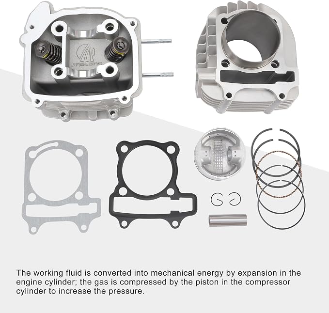 GOOFIT 62.5mm Engine Parts Cylinder Liners Heads Piston Gasket Block Kit Replacement for GY6 180cc 200cc 250cc ATV Off-Road Vehicle Engines
