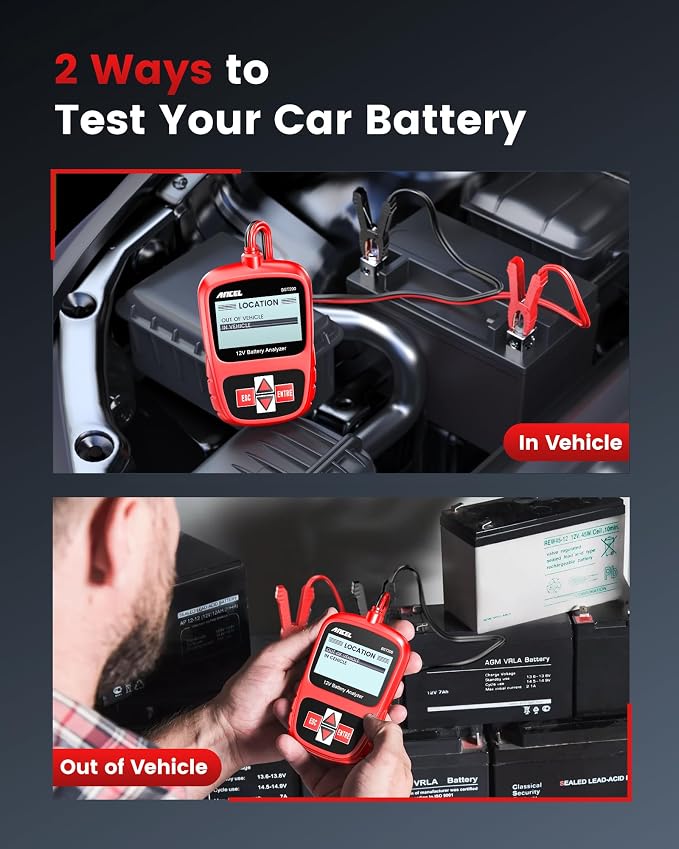 ANCEL BST200 Car Battery Tester and Ancel AD310 Classic Enhanced Universal OBD II Scanner Car Engine Fault Code Reader