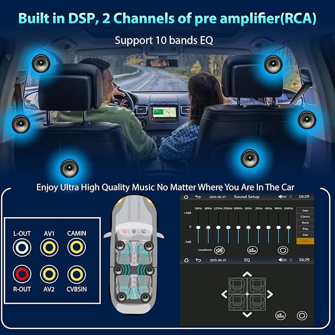 Double Din Car Stereo 7 Inch Touchscreen Compatible with [Wireless] Apple CarPlay/Android Auto Bluetooth FM Radio USB Type-C Backup Camera